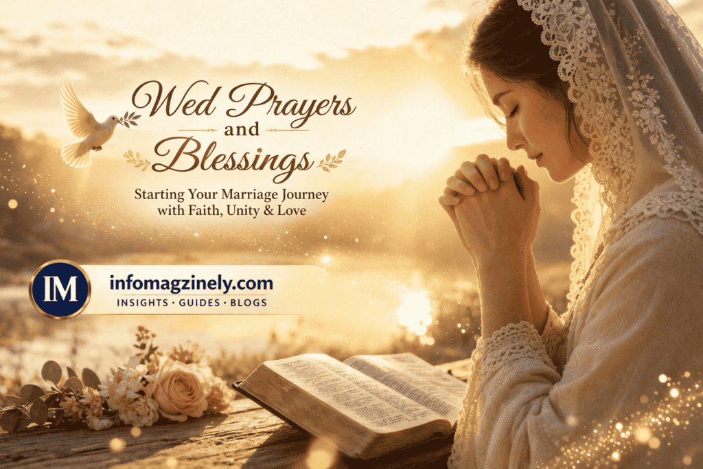 A calm and peaceful image representing wed prayers and blessings with soft light and a person praying in a quiet environment